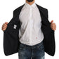 Elegant Slim Fit Striped Wool Silk Blazer