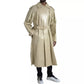 Beige Lambskin Leather Trench Coat Jacket