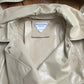 Beige Lambskin Leather Trench Coat Jacket