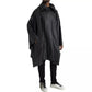 Black Leather Hooded Men Trenchcoat Jacket