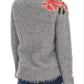 Elegant Silver Floral Applique Cardigan