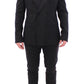 Elegant Black Striped Wool-Silk Blend Suit