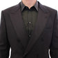 Elegant Black Striped Wool-Silk Blend Suit