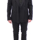 Elegant Black Striped Wool-Silk Blend Suit