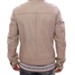 Elegant Beige Leather Lambskin Jacket