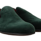 Elegant Green Suede Slip-On Loafers