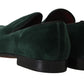 Elegant Green Suede Slip-On Loafers