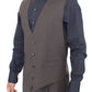 Elegant Brown Striped Wool Dress Vest