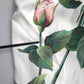 White Roses Print Stretch Silk Pleated Dress