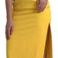 Yellow One Shoulder Side Slit Midi Dress