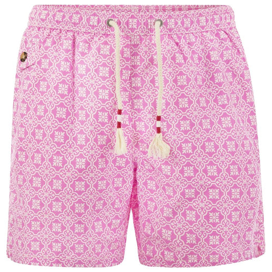 Pink Polyester Men's Swim Trunk