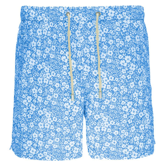 Light Blue Polyester Men's Swim Trunk