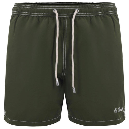 Green Polyester Men's Swim Trunks