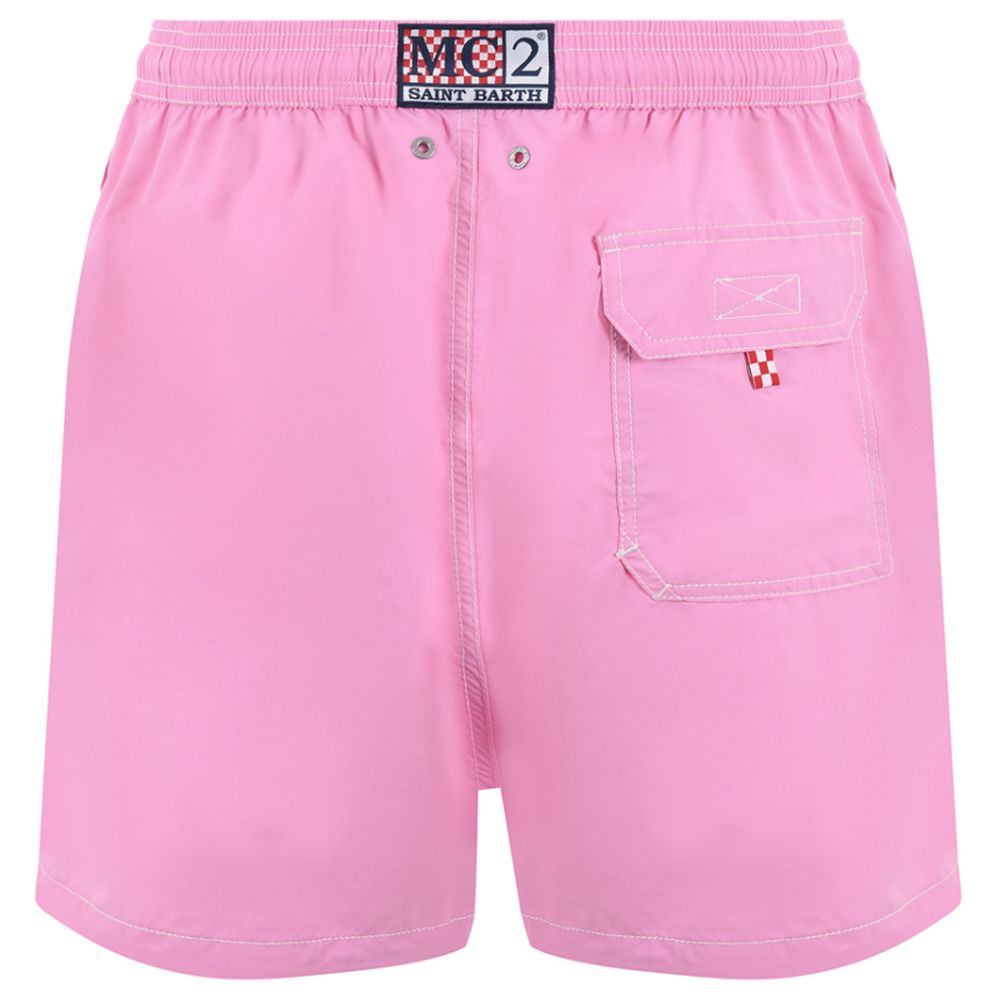 Pink Polyester Men's Swim Trunk