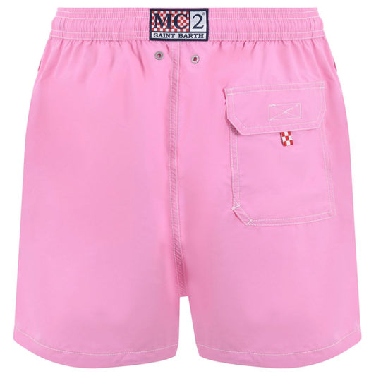 Pink Polyester Men's Swimwear Boxer