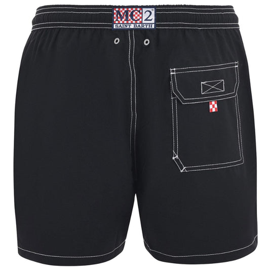 Black Polyester Men's Swimwear Trunks