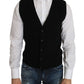 Sleek Black Cotton Formal Vest