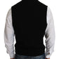 Sleek Black Cotton Formal Vest