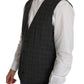 Elegant Checkered Wool Vest for the Urbane Man