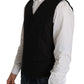 Elegant Black Silk Blend Formal Vest