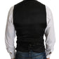 Sleek Black Wool Blend Formal Vest