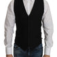 Sleek Black Wool Blend Formal Vest