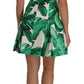 Elegant Green Banana Leaf Print A-Line Dress