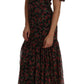 Elegant Floral A-Line Silk Dress