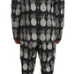 Chic Black Pineapple Print Wool Suit