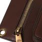 Brown Calf Leather Zip Logo Shoulder Neck Strap Wallet