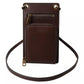 Brown Calf Leather Zip Logo Shoulder Neck Strap Wallet