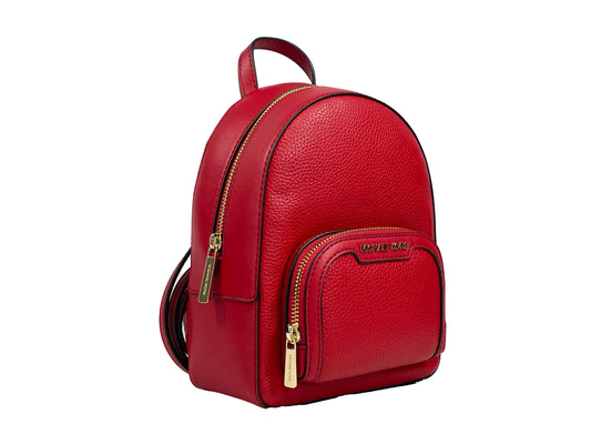 Jaycee Mini XS Leather Zip Pocket Backpack Red