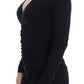 Elegant V-Neck Black Viscose Blend Sweater