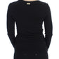 Elegant V-Neck Black Viscose Blend Sweater