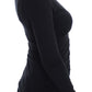 Elegant V-Neck Black Viscose Blend Sweater