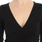 Elegant V-Neck Black Viscose Blend Sweater