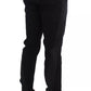 Black Gray Wool Casual Trousers Stripe Pants