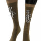 Gold Stretch Floral Clear Crystal Stocking Socks