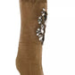 Gold Stretch Floral Clear Crystal Stocking Socks