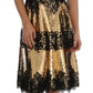 Gold Strapless Sequin Embellished Lace Dress