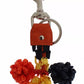 Red Yellow Raffia Leather Clasp Finder Keyring Keychain