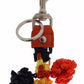 Red Yellow Raffia Leather Clasp Finder Keyring Keychain