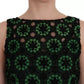 Green Floral Ricamo A-Line Shift Dress