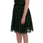 Green Floral Ricamo A-Line Shift Dress