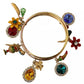 Multicolor Crystal Gold Tone Brass Bangle Bracelet