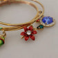 Multicolor Crystal Gold Tone Brass Bangle Bracelet