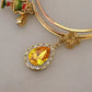 Multicolor Crystal Gold Tone Brass Bangle Bracelet