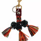 Multicolor Raffia Leather Clasp Finder Chain Keyring