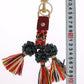 Multicolor Raffia Leather Clasp Finder Chain Keyring