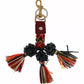 Multicolor Raffia Leather Clasp Finder Chain Keyring